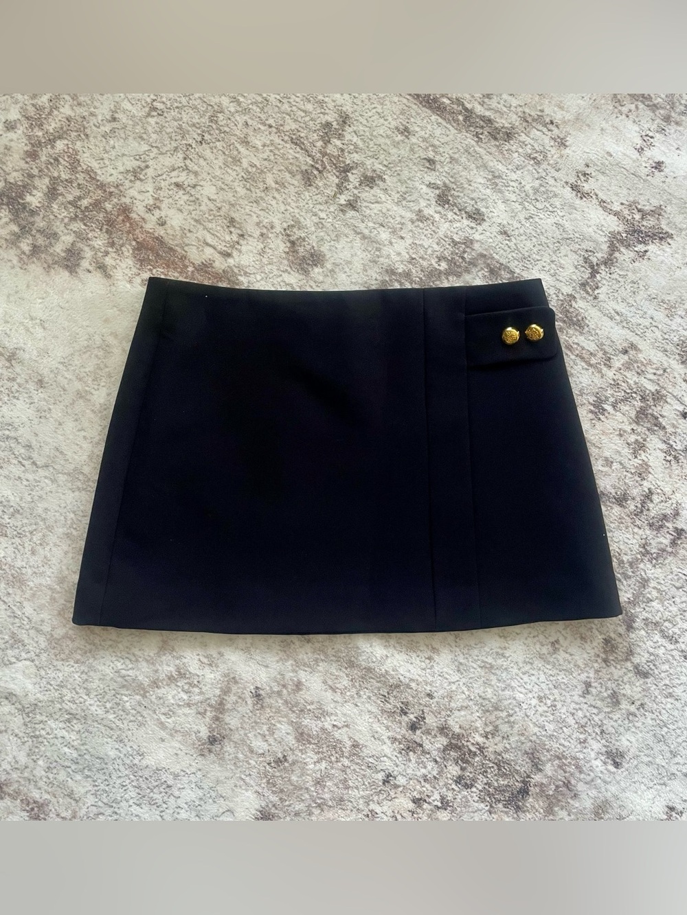Zara Black Mini Skirt with Gold Button Detail